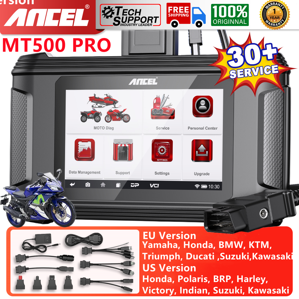 ANCEL MT500 Motorcycle Scanner Full System Diagnostic Tool ECU Reset Scanner Remapping Tools Motorbike OBD2 Scanner Fault Code Readers & Scan Tools Big Bike Obd Scanner For Harley Yamaha Honda Kawasaki Suzuki Indian Polaris BRP Victory ราคา 13,470 บาท*ส่งฟรี