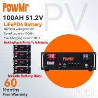 PowMr แบตเตอรี่ลิเธียมไอรอนฟอสเฟต 48V 100AH Lifepo4 ความจุ 5.12kWh แบตเตอรี่สำหรับตู้เซิร์ฟเวอร์ 6000 รอบชาร์จ 100A เหมาะสำหรับระบบออฟกริด โซลาร์ แบ็คอัพพลังงาน แบตเตอรี่ลิเธียมไอรอนฟอสเฟต