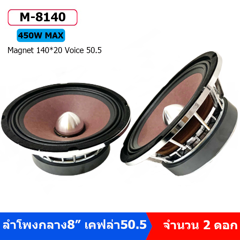 ลำโพงเสียงกลางโม 8นิ้วเฟสปลั๊กหน้าม่วง โครงหล่อ แม่เหล็กใหญ่140*20 V49 Y35