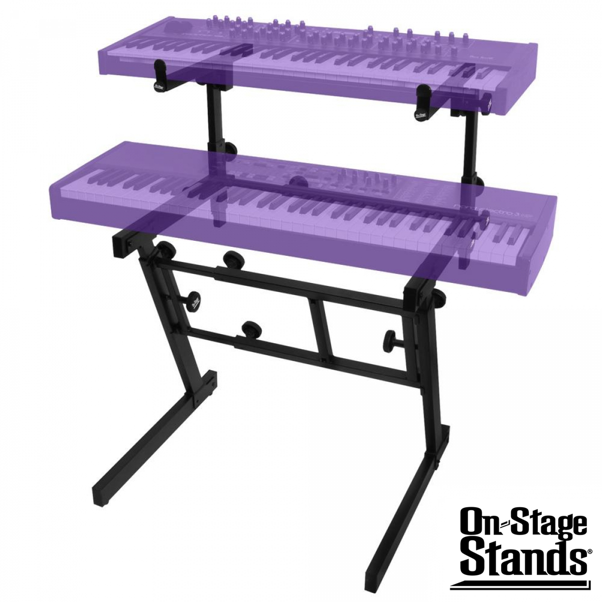 On Stage® KS7365EJ ขาตั้งคีย์บอร์ด 2 ชั้น ปรับความกว้างและความสูงได้ (Folding Z Keyboard Stand w/ 2nd Tier) ราคา 5,221 บาท*ส่งฟรี