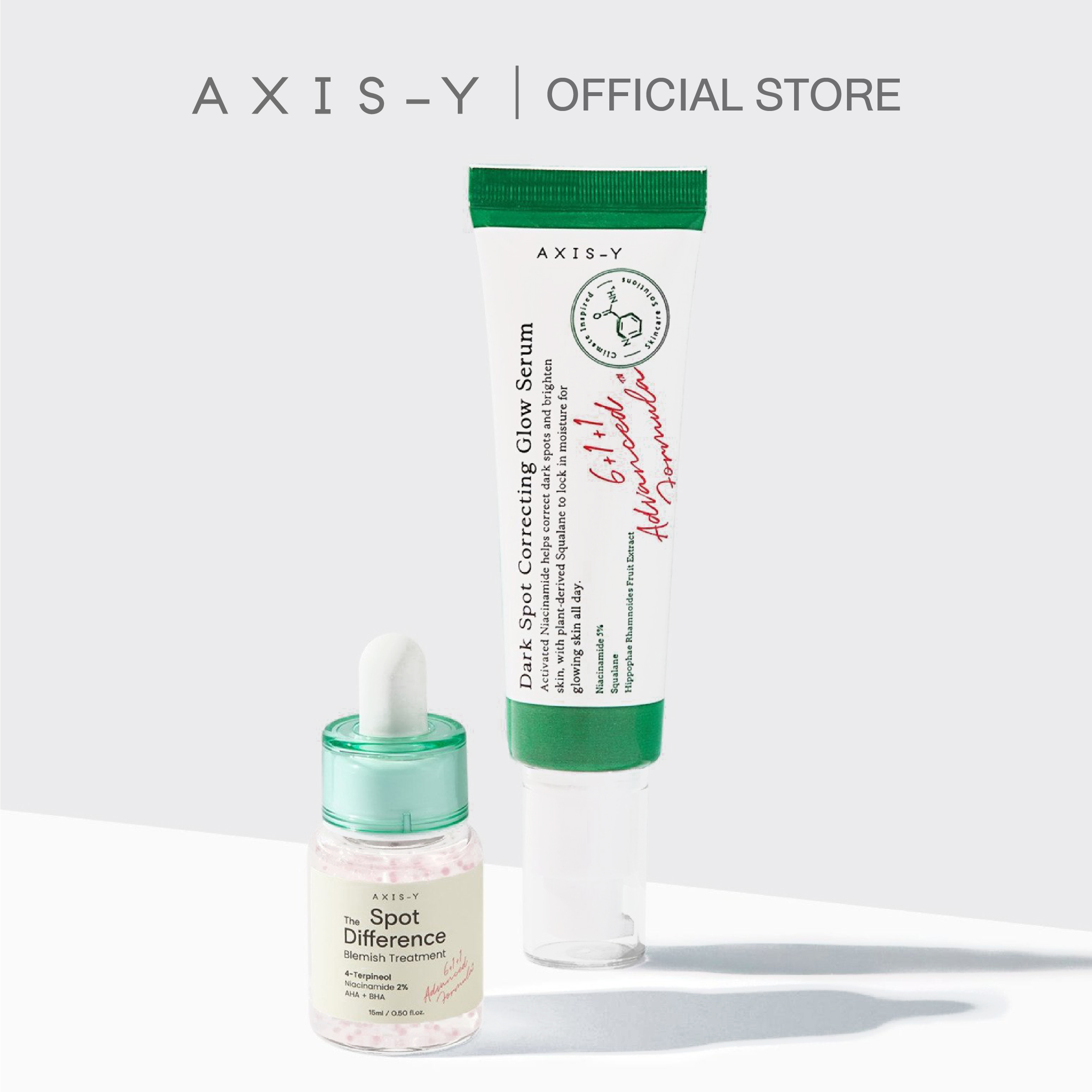 [GLOW UP SET]AXIS-Y Dark Spot Correcting Glow Serum +AXIS-Y Spot The Difference Blemish Treatment ราคา 1,252 บาท*ส่งฟรี