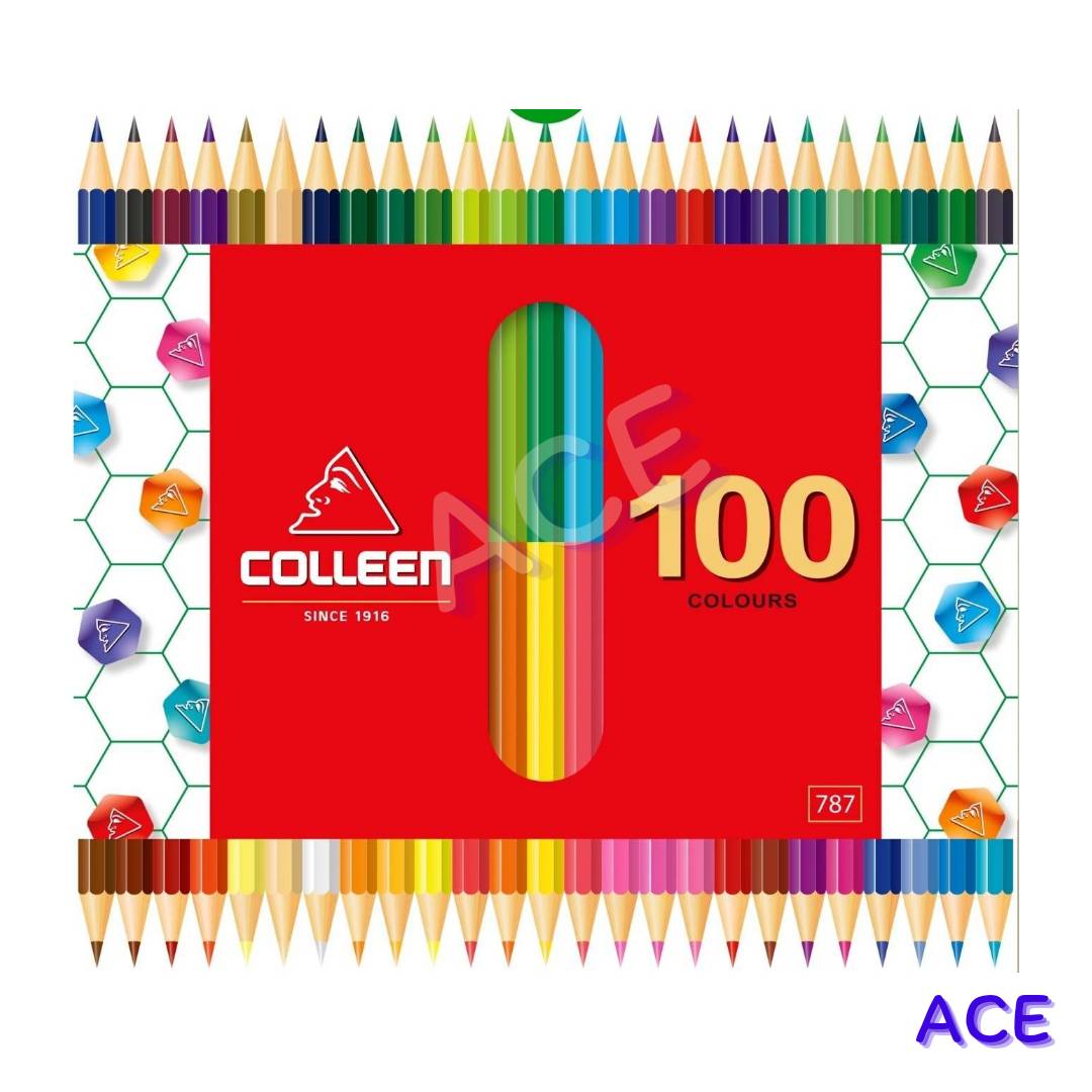 Colleen สีไม้คอลลีน 2 หัว 50 แท่ง 100 สี รุ่น787(แท่งเหลี่ยม)
