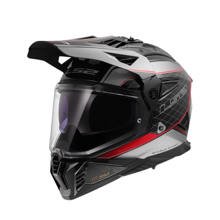 LS2 Helmets MX702 Pioneer II Meridian Black Light Grey Red - หมวกกันน็อคทัวร์ริ่งแอดเวนเจอร์ ราคา 5,500 บาท*ส่งฟรี