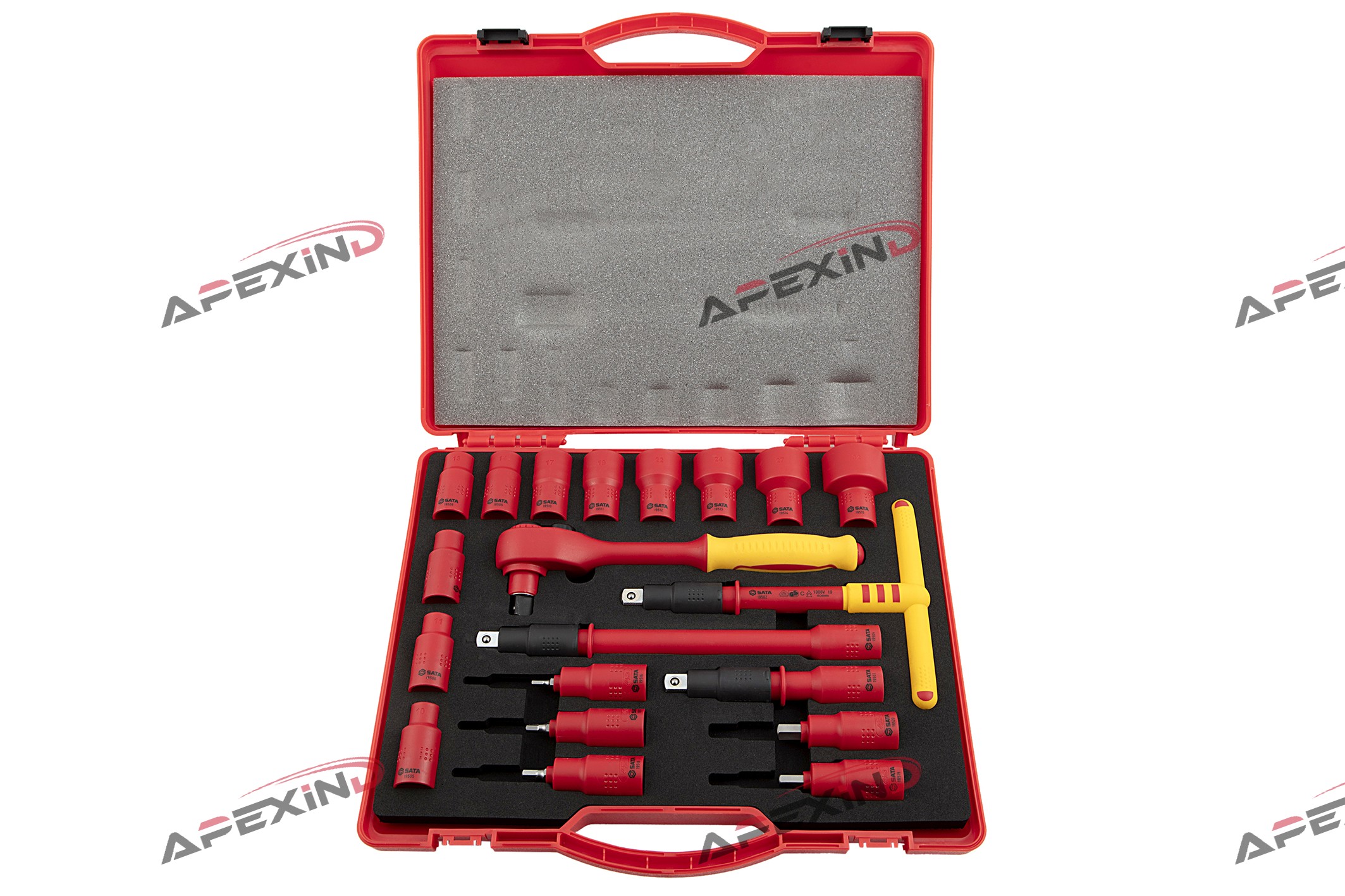 SATA ซาต้า 20 รายการ ชุดบ๊อกซ์ฉนวน DR. 3/8" 1/2" VDE Insulated Socket Set 09268 09267 （1 ชุด） ราคา 12,450 บาท*ส่งฟรี