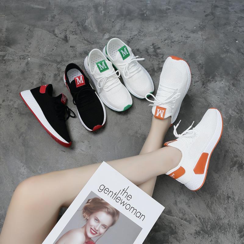 รูปภาพเพิ่มเติมเกี่ยวกับ 【Sports Shoes Store】แฟชั่นใหม่เกาหลีลำลองทุกคู่สีลูกกวาดบินเข็มรองเท้าลำลองที่มีน้ำหนักเบาและสะดวกสบาย