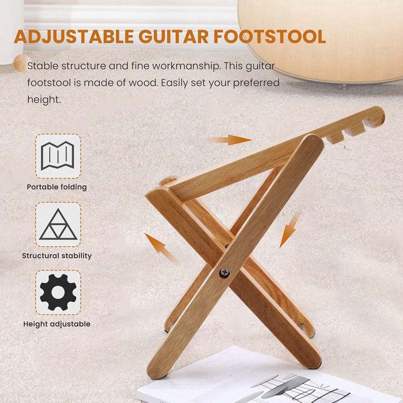 Guitar Foot Rest Footrest Foldable Wood Footstool Foot Stool Adjustable  Height For Acoustic Classic