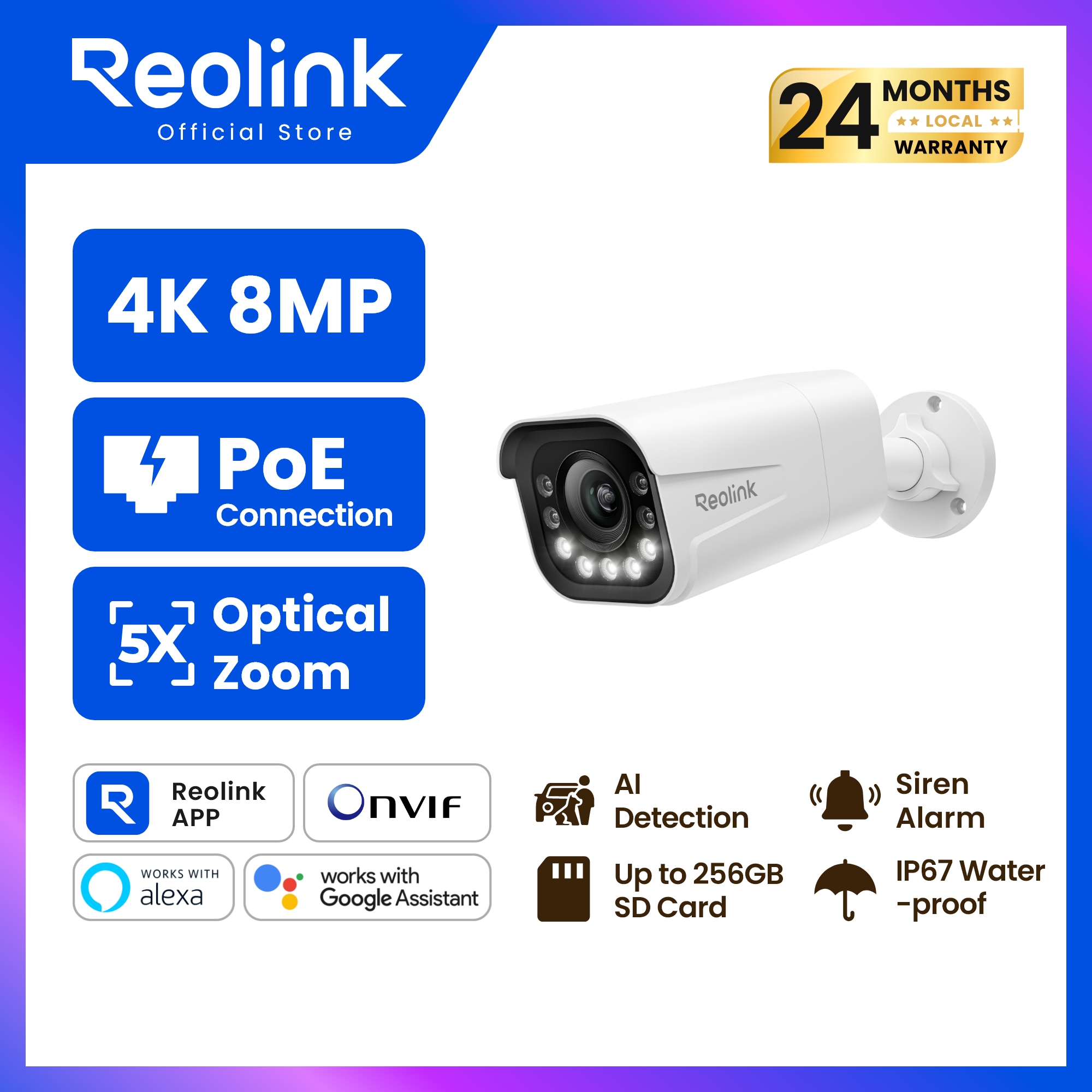 กล้องถ่ายรูป กล้องดิจิตอล Reolink P430 วงจรปิด Poe 4K Uhd 8Mp 5X Optical Zoom (5X Optical Zoom) ภาพสีกลางคืน Ai การตรวจจับคน/ยานพาหนะ/สัตว์ You Can Talk Back. ภายนอกกันน้ำ ราคา 4,514 บาท*ส่งฟรี