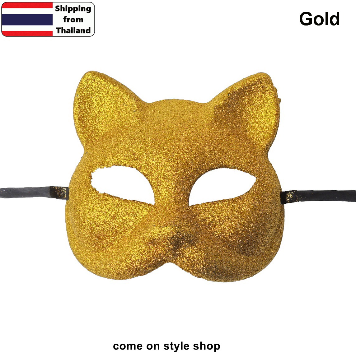 come on style shop หน้ากากแมวเหมียวเซ็กซี่ครึ่งหน้า ประดับกากเพชร หน้ากากแมวแฟนซี ออกงาน ปาร์ตี้ การแสดง