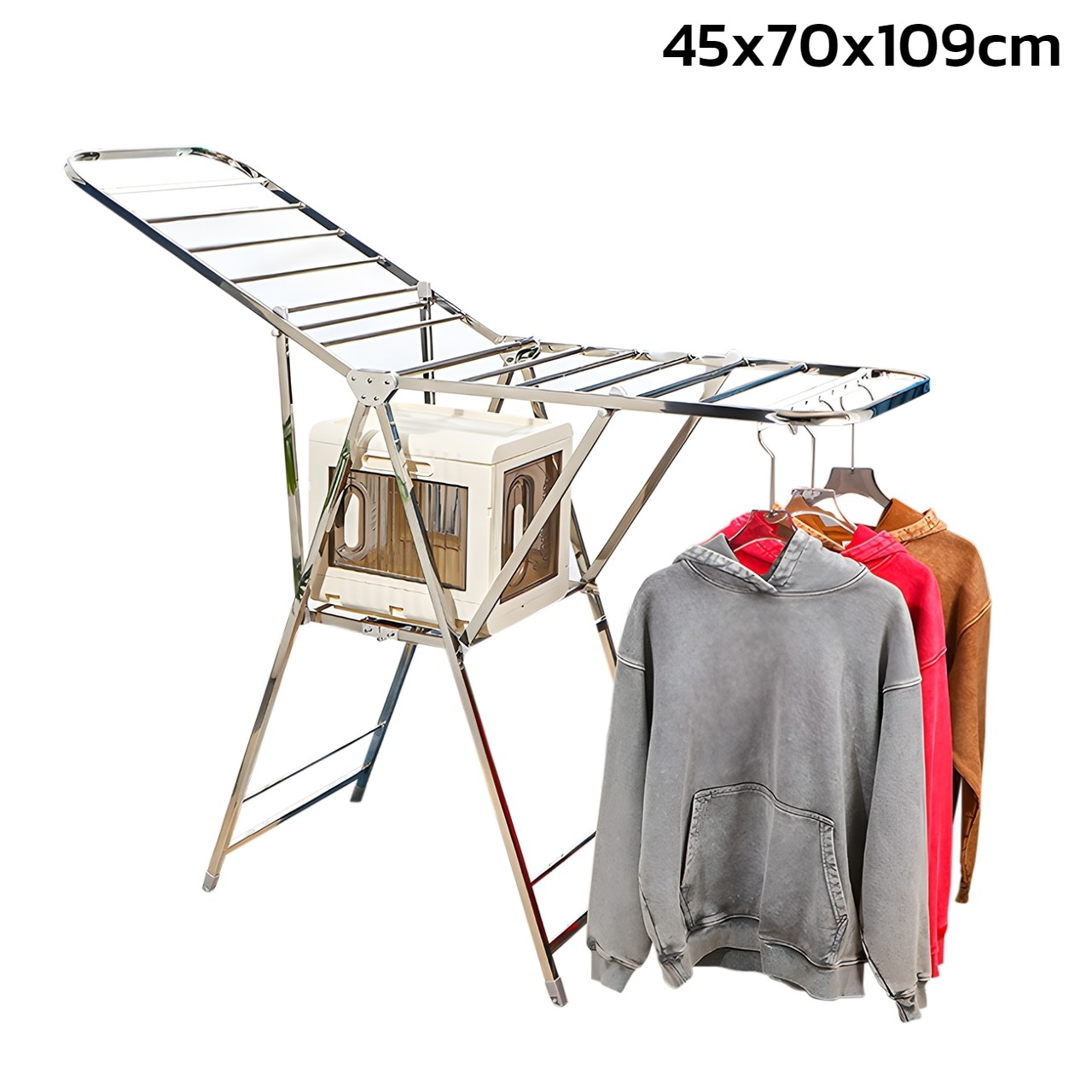 ราวตากผ้า ราวแขวนผ้าสแตนเลส ราวตากผ้าพับได้ stainless steel clothes rack พับได้ สำหรับตากเสื้อผ้า ผ้านวม รองเท้า ทนน้ำ ไม่เป็นสนิม GenZ ราคา 899 บาท*ส่งฟรี