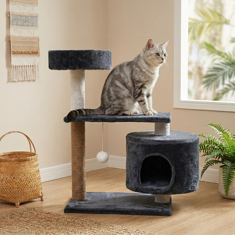 🐱PawTower คอนโดแมว บ้านแมว ผ้ากำมะหยี่นุ่ม โครงสร้างแข็งแ