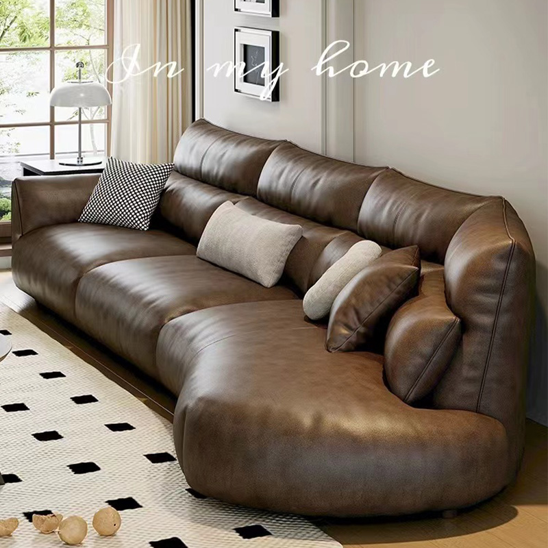GAZZSI Genuine leather sofa Furniture Curved sofa Modern Vintage Sofa Large Living Sofa sofa set for living room G1106 ราคา 58,221 บาท*ส่งฟรี