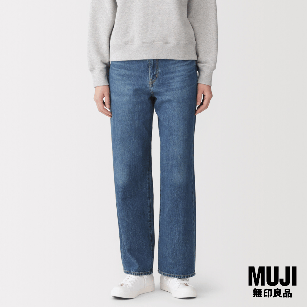มูจิ กางเกงขายาวทรงตรงผ้าเดนิมผสมใยนุ่น ผู้หญิง - MUJI Women's Kapok Blend Denim Straight Pants รุ่น BE228A6A ราคา 1,290 บาท*ส่งฟรี