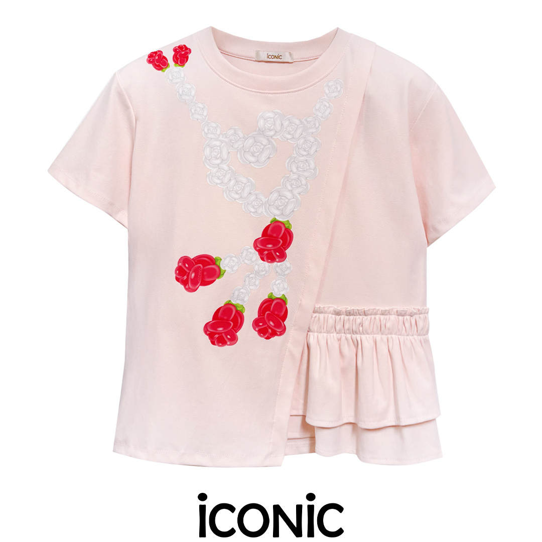 iCONiC LAUREL T-SHIRT #204050 เสื้อยืด ตกแต่ง ระบาย พิมพ์ลาย พวงมาลัย ดอกไม้ ลูกโป่ง ราคา 1,831 บาท*ส่งฟรี