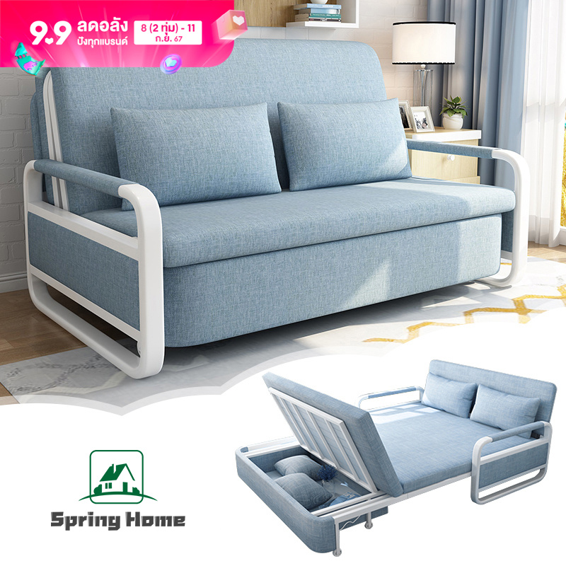 spring home โซฟาปรับนอนได้ ด้วยการจัดเก็บ โซฟาเบดปรับนอน โครงเหล็ก โซฟาพับได้ 4ฟุต 5ฟุต โซฟา 2ที่นั่ง 3ที่นั่ง sofa bed รับน้ำหนักได้400kg เตียงโซฟา โซฟา ราคา 5,250 บาท*ส่งฟรี