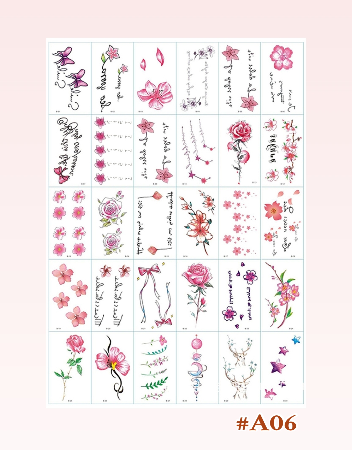 แทททูสติ๊กเกอร์ดอกไม้ สไตล์ซีรีส์จีน แทททู 1 ชุด ได้ 30 แผ่น 30 ลาย ลายสวย ติดทนนานสำหรับผู้หญิงและเด็ก พร้อมส่งในไทย/tattoo stickers/face sticker
