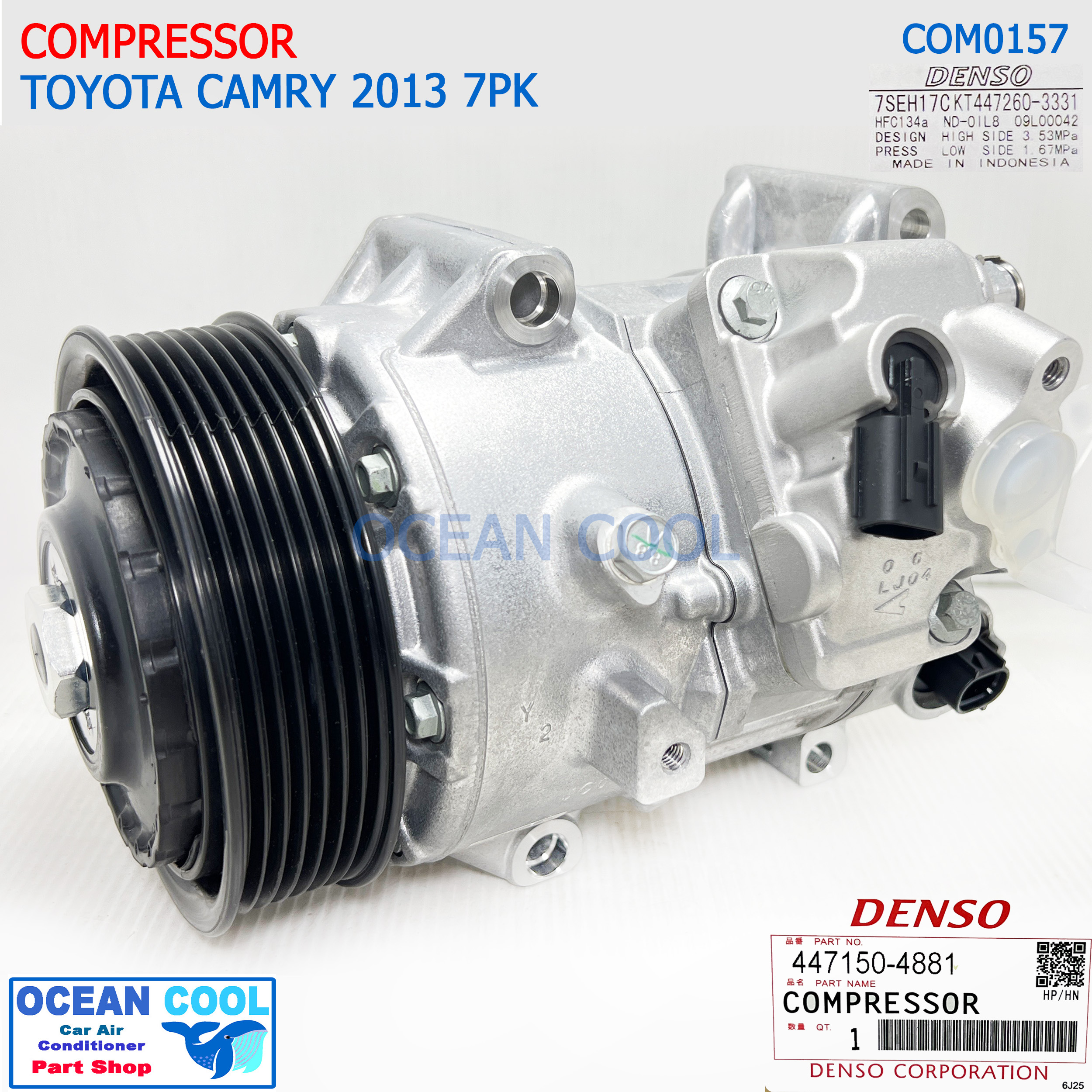 Compressor Toyota Camry 2012 - 2017 Com0157 7Pk Denso 447150-4881 Toyota Camry 2.0 Vvt-I Compressor Air Conditioner Compressor T581-1A ราคา 12,000 บาท*ส่งฟรี
