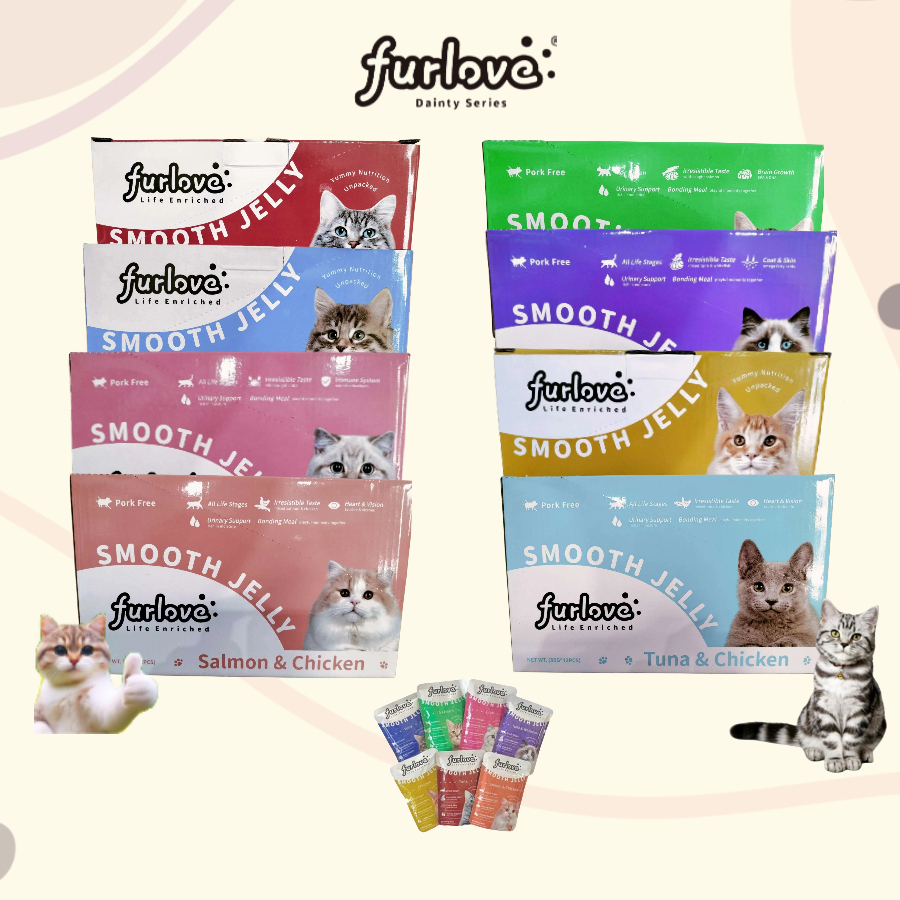 COUCOU FURLOVE อาหารเปียกแมว อาหารลูกแมว อาหารแมวโต อาหารแมวสูงวัย สูตรใหม่ ขนาด 80กรัม *12 ราคา 129 บาท*ส่งฟรี