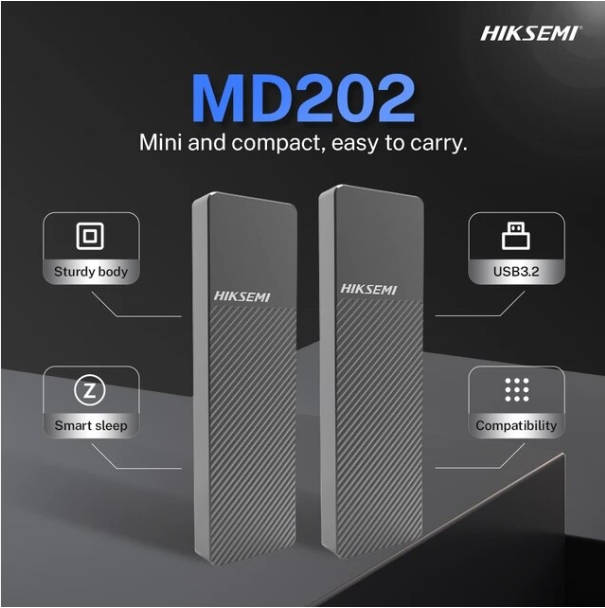 HIKSEMI MD202 M.2 NVMe and SATA SSD Enclosure Aluminum, RTL9210B Chips, 10Gbps BLACK/ GRAY สินค้ารับประกัน 1 ปี ราคา 560 บาท*ส่งฟรี