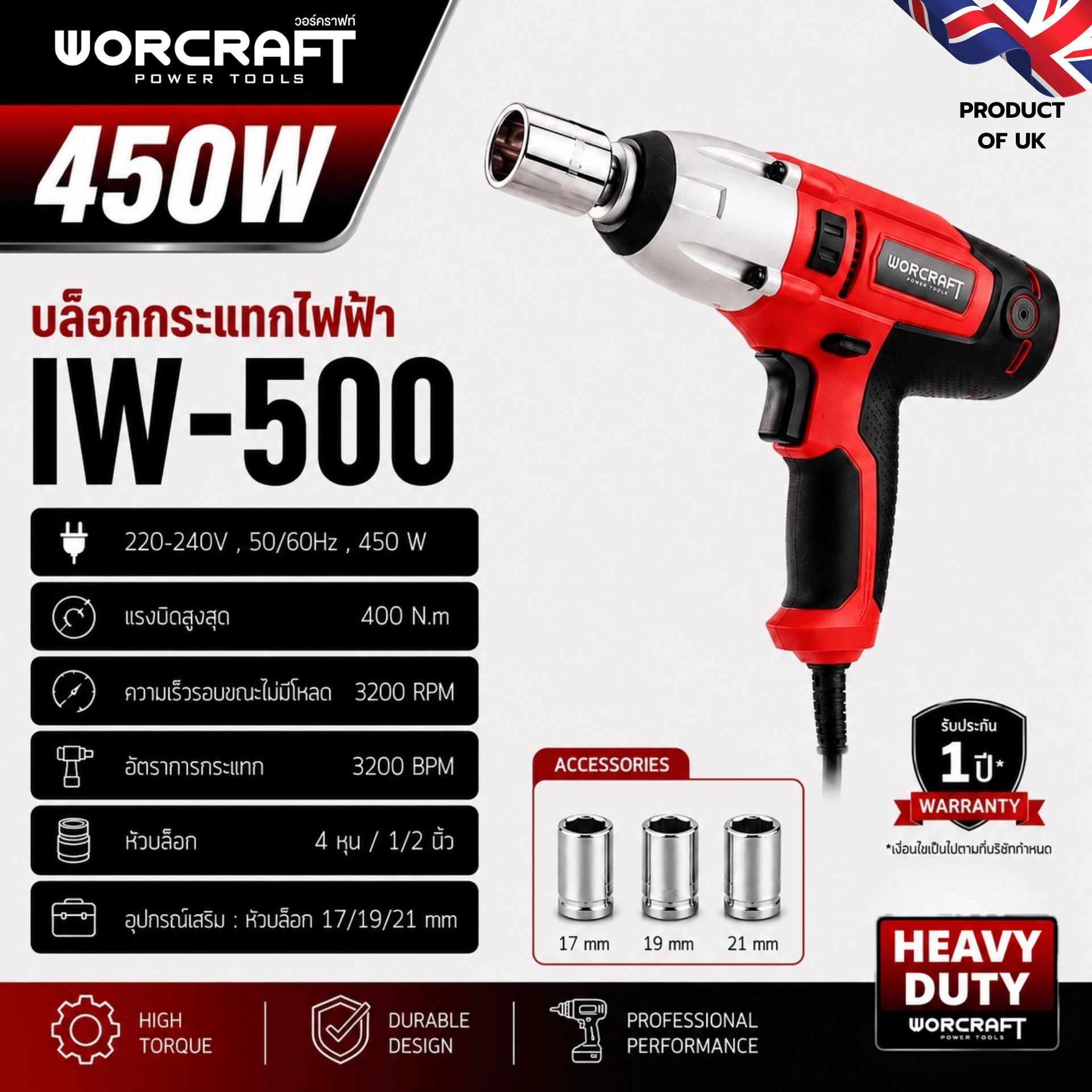 Worcraft Electric Shock Block, Model Iw-500 ราคา 2,410 บาท*ส่งฟรี