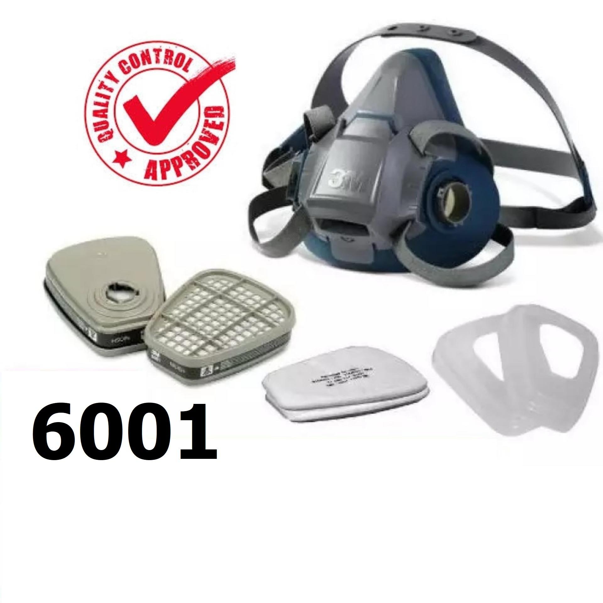 3M หน้ากากกันสารเคมี รุ่น 6502 QL ขนาดกลาง พร้อมตลับกรอง 6001, ฟิลเตอร์ 5N11, ฝาครอบ 3M หน้ากากกันสารเคมี รุ่น 6502 QL ขนาดกลาง พร้อมตลับกรอง 6001, ฟิลเตอร์ 5N11, ฝาครอบ