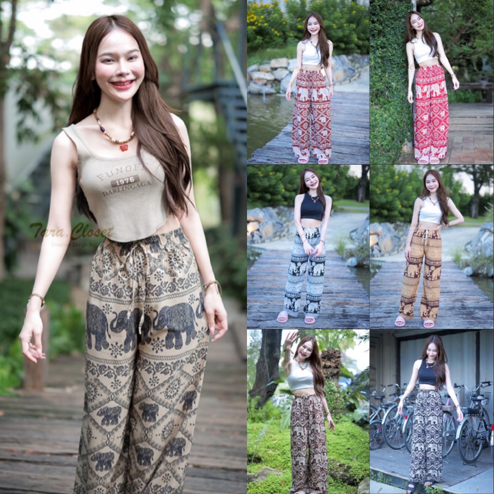 COM50X All TARA Pants กางเกงช้าง เล่นน้ำ สงกรานต์ ใส่เที่ยว ทรงขาปล่อย เอวยางยืด ผ้าไหมอิตาลี ผ้าเบาใส่สบาย ไม่ขาดง่าย ขาไม่เต่อ​ เนื้อผ้านุ่มลื่น ราคา 95 บาท*ส่งฟรี