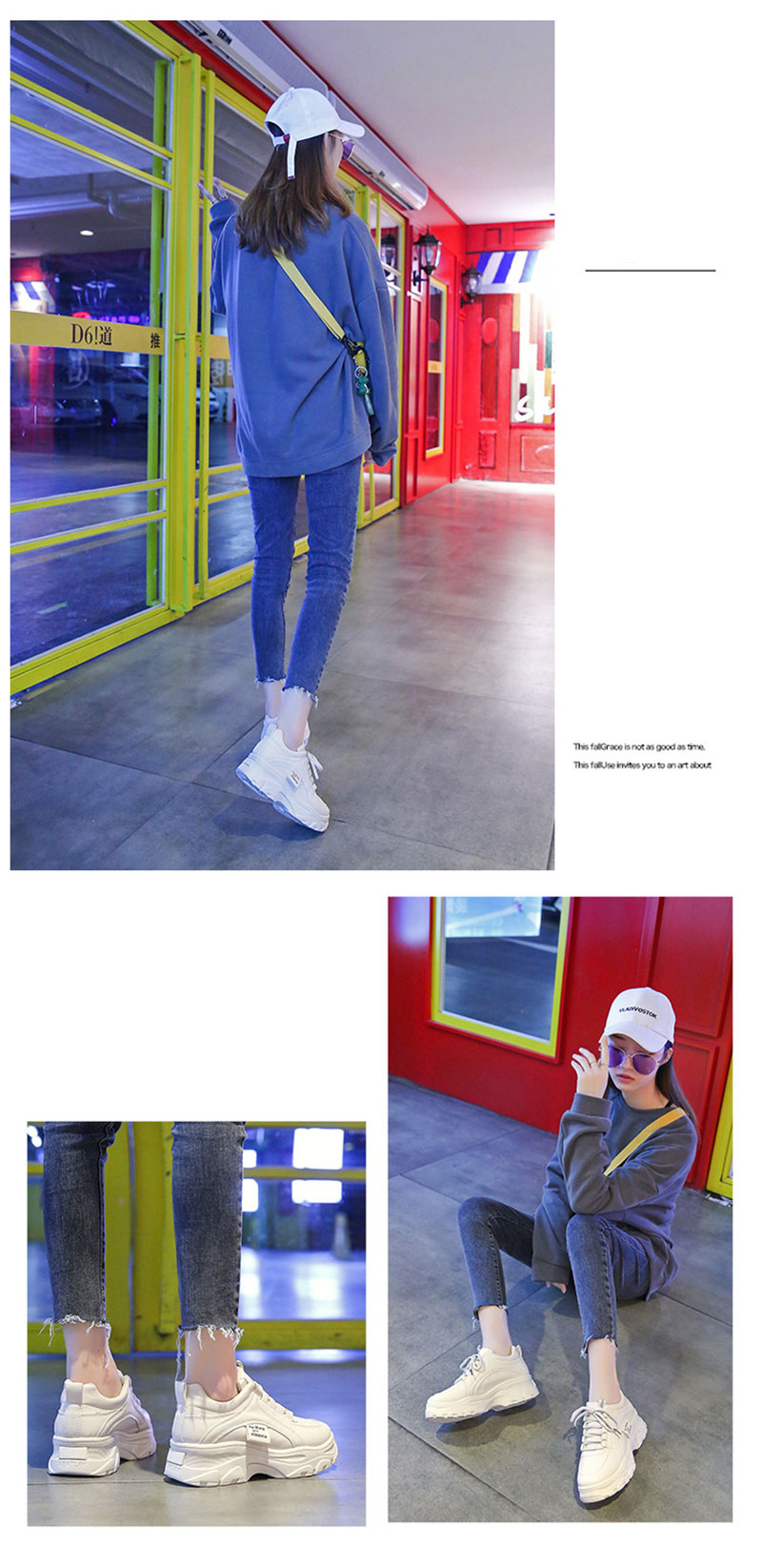 ข้อมูลเกี่ยวกับ YUNGUANG sneakers hit version in INS shoes Korean style sports shoes fashion women sneakers thick heel Col ัปเ flax made from ผ้าตา pw breathable well sneakers ผญ [high qy]