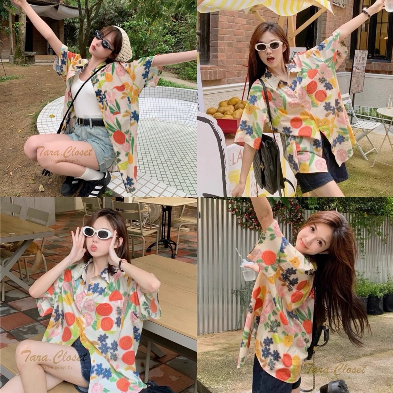 IT097 TARA Shirt เสื้อเชิ้ต ใส่เล่นน้ำ สงกรานต์ แขนสั้น มีกระเป๋าข้าง กระดุมหน้า ลายดอกวินเทจ ผ้าไหมอิตาลีอย่างดี พิมพ์ลาย ใส่สบาย ไม่ร้อน ราคา 119 บาท*ส่งฟรี