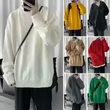 ภาพขนาดย่อของภาพหน้าปกสินค้าVFA370 Korean version of the tneck sweater men loose solid color Hong Kong style wild slim long-sleeved jacket thick knitted bottoming shirt trend จากร้าน VFASION บน Lazada