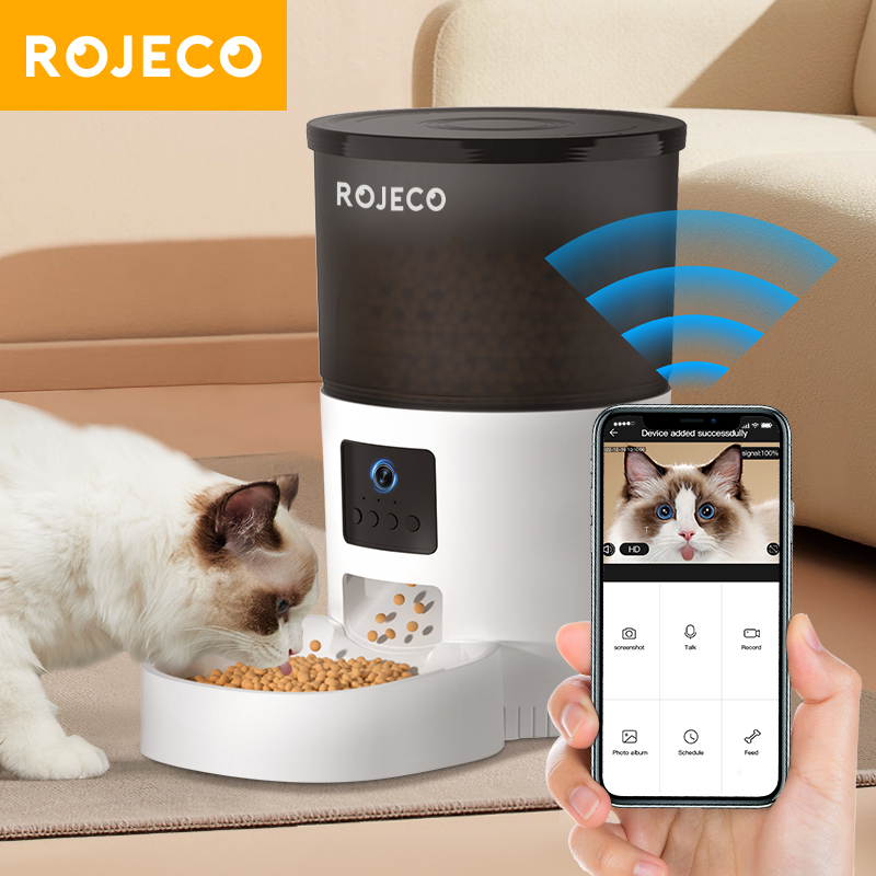 ROJECO 3L Automatic Cat Feeder With Camera Video Cat Food Dispenser Pet Smart Voice Recorder Remote Control Auto Feeder For Cat Dog ราคา 200 บาท*ส่งฟรี