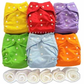 BABYKIDS95 กางเกงผ้าอ้อมกันน้ำ TPU + แผ่นซับไมโครฯหนา3ชั้น (6ตัว+6แผ่น) คละสี BABYKIDS95 กางเกงผ้าอ้อมกันน้ำ TPU + แผ่นซับไมโครฯหนา3ชั้น (6ตัว+6แผ่น) คละสี