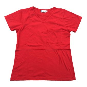 HPTJ เสื้อเปิดให้นม คอวีแขนสั้น สีแดง HPTJ เสื้อเปิดให้นม คอวีแขนสั้น สีแดง