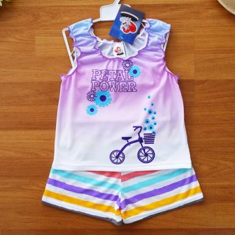 Lulu Caty ไซส์ 2 (1-2 ปี) เสื้อผ้า เด็กผู้หญิง เซ็ต 2 ชิ้น เสื้อกล้ามกุ้นขอบยางยืดเด็กหญิง ผ้าสีสไลด์โทนม่วงฟ้า ลายจักรยานกางเกงขาสั้นสีสดใสเอวยางยืด Lulu Caty ไซส์ 2 (1-2 ปี) เสื้อผ้า เด็กผู้หญิง เซ็ต 2 ชิ้น เสื้อกล้ามกุ้นขอบยางยืดเด็กหญิง ผ้าสีสไลด์โทนม่วงฟ้า ลายจักรยานกางเกงขาสั้นสีสดใสเอวยางยืด