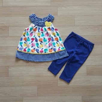 Kids Headquarters ชุดเข้าเซ็ท เสื้อลายแอปเปิ้ล+กางเกงเลคกิ้งสีน้ำ้เงิน Kids Headquarters ชุดเข้าเซ็ท เสื้อลายแอปเปิ้ล+กางเกงเลคกิ้งสีน้ำ้เงิน