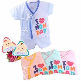 Baby heart ชุดเด็กแรกเกิด ชุดเด็กอ่อน รุ่นผูกหน้า แขนสั้นขาสั้น แพ็ค 4 ตัว Baby heart ชุดเด็กแรกเกิด ชุดเด็กอ่อน รุ่นผูกหน้า แขนสั้นขาสั้น แพ็ค 4 ตัว