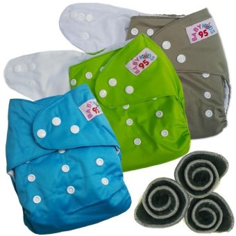 BABYKIDS95 กางเกงผ้าอ้อมกันน้ำ+แผ่นซับชาโคล Size:3-16กก. เซ็ท3ตัว (Grey/Green/blue) BABYKIDS95 กางเกงผ้าอ้อมกันน้ำ+แผ่นซับชาโคล Size:3-16กก. เซ็ท3ตัว (Grey/Green/blue)