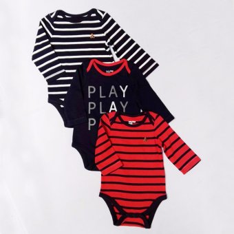 BabyGap บอดี้สูท ลายทางขวาง สีขาวสลับกรมท่า สีแดง ปักโลโก้หมีที่หน้าอก สีกรมสกรีน PLAY BabyGap บอดี้สูท ลายทางขวาง สีขาวสลับกรมท่า สีแดง ปักโลโก้หมีที่หน้าอก สีกรมสกรีน PLAY