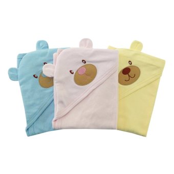 First-wear ผ้าห่อตัวเด็ก cotton 100% ลายหัวหมีน่ารัก Set 3 ชิ้น (สีฟ้า, สีชมพู, สีเหลือง) First-wear ผ้าห่อตัวเด็ก cotton 100% ลายหัวหมีน่ารัก Set 3 ชิ้น (สีฟ้า, สีชมพู, สีเหลือง)
