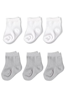 Dsox ถุงเท้าเด็กแรกเกิด 0-6 เดือน แพ็ค 6 คู่ ( สีขาว/เทา ) Dsox ถุงเท้าเด็กแรกเกิด 0-6 เดือน แพ็ค 6 คู่ ( สีขาว/เทา )