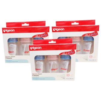 PIGEON ขวด RPP 4 oz พร้อมจุกคลาสสิค PIGEON ไซส์ S 3ขวด/แพ็ค (3แพ็ค) PIGEON ขวด RPP 4 oz พร้อมจุกคลาสสิค PIGEON ไซส์ S 3ขวด/แพ็ค (3แพ็ค)