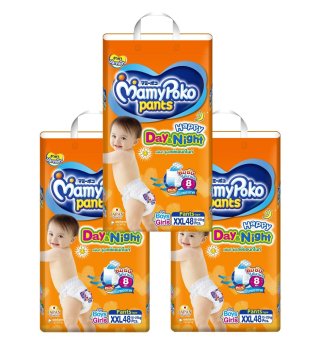 ขายยกลัง! Mamy Poko กางเกงผ้าอ้อม รุ่น Happy Day & Night ไซส์ XXL 48 ชิ้น 3 แพ็ค (รวม 144 แพ็ค ) ขายยกลัง! Mamy Poko กางเกงผ้าอ้อม รุ่น Happy Day & Night ไซส์ XXL 48 ชิ้น 3 แพ็ค (รวม 144 แพ็ค )