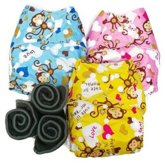 BABYKIDS95 กางเกงผ้าอ้อมกันน้ำ+แผ่นซับชาโคล Size:3-16กก. เซ็ท3ตัว (Mixed Color Monkey Set) BABYKIDS95 กางเกงผ้าอ้อมกันน้ำ+แผ่นซับชาโคล Size:3-16กก. เซ็ท3ตัว (Mixed Color Monkey Set)