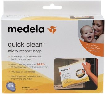 ถุงซิป ฆ่าเชื้อโรค ด้วยไมโครเวฟ Medela Quick Clean Micro Steam Bag 1 กล่อง 5 ใบ ถุงซิป ฆ่าเชื้อโรค ด้วยไมโครเวฟ Medela Quick Clean Micro Steam Bag 1 กล่อง 5 ใบ