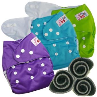 BABYKIDS95 กางเกงผ้าอ้อมกันน้ำ+แผ่นซับชาโคล Size:3-16กก. เซ็ท3ตัว (Green/Blue/Purple) BABYKIDS95 กางเกงผ้าอ้อมกันน้ำ+แผ่นซับชาโคล Size:3-16กก. เซ็ท3ตัว (Green/Blue/Purple)