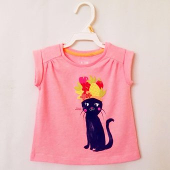 Baby Gap เสื้อแขนเบิ้ล สกรีนลายแมว ปักลายผลไม้ด้านหน้า สำหรับสาวน้อย(สีส้ม) Baby Gap เสื้อแขนเบิ้ล สกรีนลายแมว ปักลายผลไม้ด้านหน้า สำหรับสาวน้อย(สีส้ม)