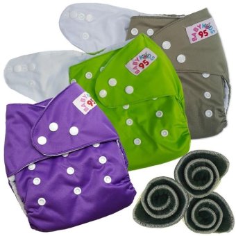 BABYKIDS95 กางเกงผ้าอ้อมกันน้ำ+แผ่นซับชาโคล Size:3-16กก. เซ็ท3ตัว (Grey/Green/Purple) BABYKIDS95 กางเกงผ้าอ้อมกันน้ำ+แผ่นซับชาโคล Size:3-16กก. เซ็ท3ตัว (Grey/Green/Purple)
