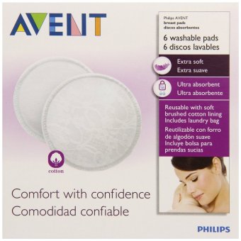 Philips AVENT แผ่นซับน้ำนมแบบซักได้ Washable Nursing Pads, 6-Count Philips AVENT แผ่นซับน้ำนมแบบซักได้ Washable Nursing Pads, 6-Count