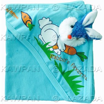 Attoon ผ้าห่อตัวเด็ก ผ้า cotton รูปกระต่าย - สีฟ้า Attoon ผ้าห่อตัวเด็ก ผ้า cotton รูปกระต่าย - สีฟ้า