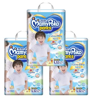ขายยกลัง! Mamy Poko กางเกงผ้าอ้อม รุ่น Extra Dry Skin ไซส์ L แพ็ค 3 รวม 156 ชิ้น (สำหรับเด็กชาย) ขายยกลัง! Mamy Poko กางเกงผ้าอ้อม รุ่น Extra Dry Skin ไซส์ L แพ็ค 3 รวม 156 ชิ้น (สำหรับเด็กชาย)