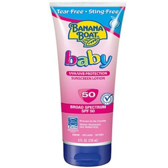 ครีมกันแดดสำหรับเด็ก Banana Boat Baby Sunscreen Tear-Free Sting-Free Broad Spectrum Sun Care Sunscreen Lotion - SPF 50 ขนาด 8 ออนซ์ (236 มิลลิลิตร) ครีมกันแดดสำหรับเด็ก Banana Boat Baby Sunscreen Tear-Free Sting-Free Broad Spectrum Sun Care Sunscreen Lotion - SPF 50 ขนาด 8 ออนซ์ (236 มิลลิลิตร)