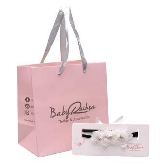 Baby Raihsa Brand - สายคาดผมเด็กกำมะหยี่สีดำดอกไม้ขาวประดับคริสตัล Baby Raihsa Brand - สายคาดผมเด็กกำมะหยี่สีดำดอกไม้ขาวประดับคริสตัล